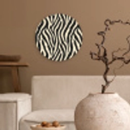 Zebra - Print - Klassiek - Zwart Wandcirkel kunststof plaat 5mm dik klein 188 -sfeer1