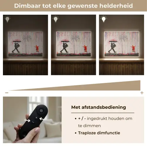Regen - Graffiti - Man - Banksy Style Light Box met batterij (Wandlamp) middel -USP_dimbaarNL