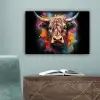 Graffiti - Schotse hooglander - Zwart - Koe canvas 2cm klein -sfeer4