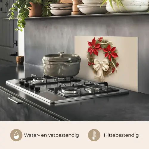 Deurkrans - Strik - Kerst - Rood - Groen keuken achterwand spatscherm klein -usp_NL
