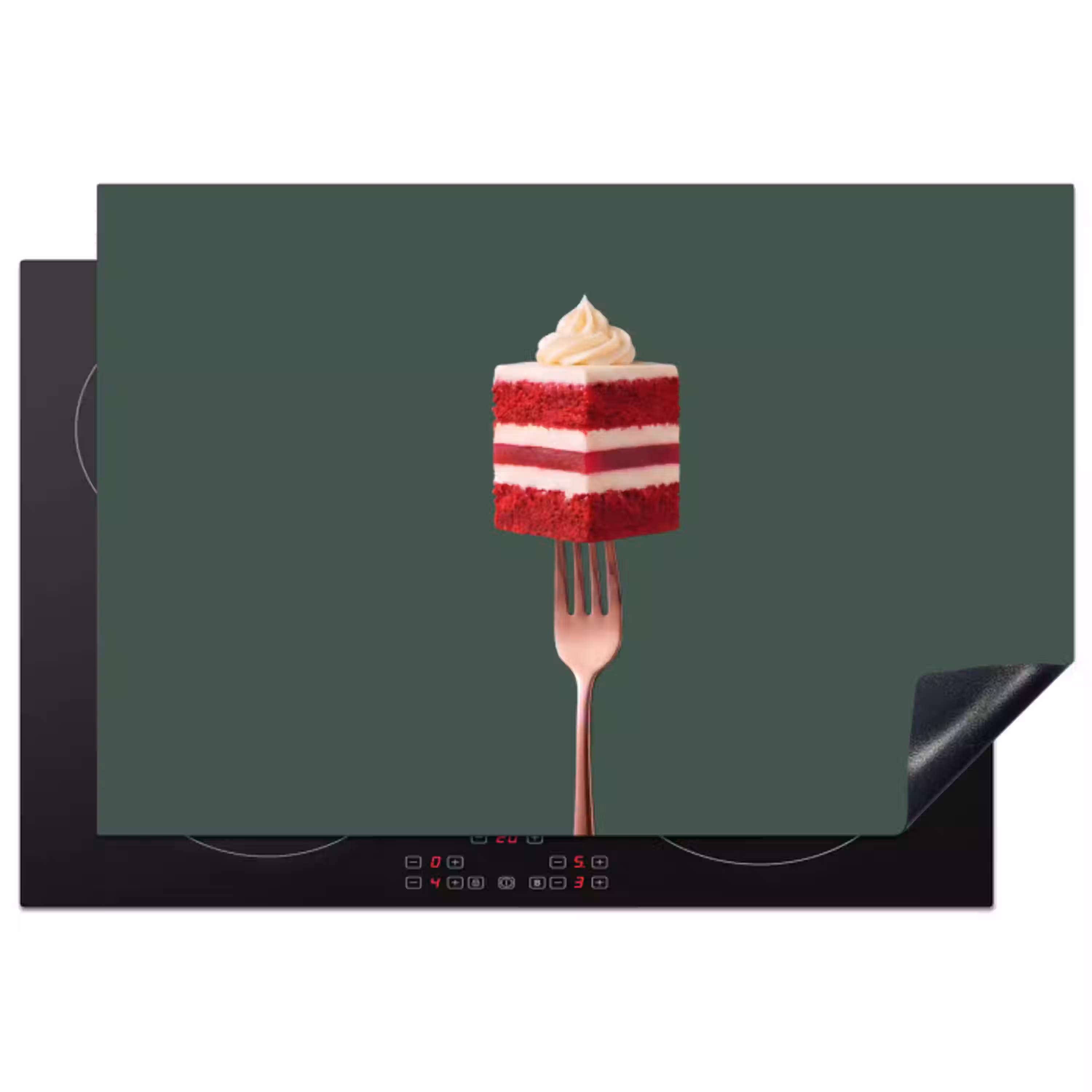 Cake - Vork - Rood Inductie beschermer vinyl 3mm klein -3d