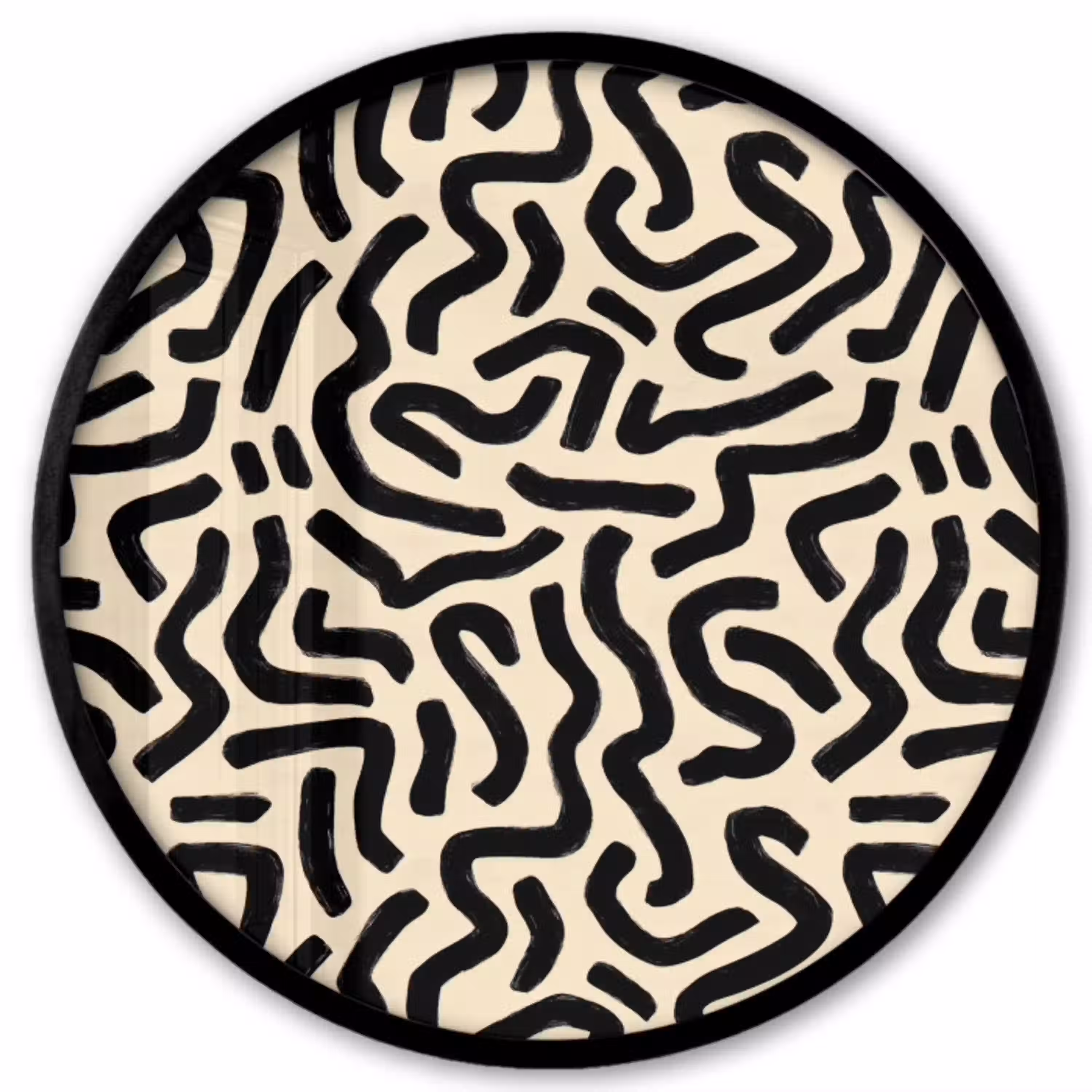 Abstract - Lijnen - Zwart Fotolijst rond zonder passe partout klein 856 -3d