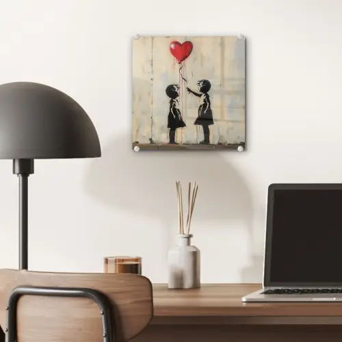 Street art - Banksy - Ballon - Graffiti - Retro plexiglas 5mm klein -sfeer6
