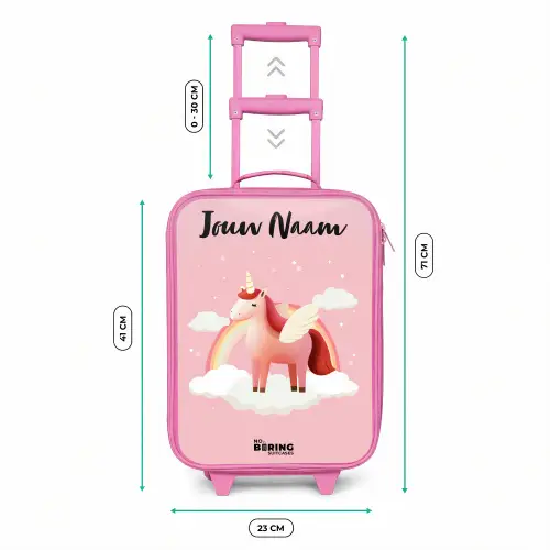 Eenhoorn - Vleugels - Roze - Regenboog Kinderkoffer - Roze klein -productfoto_formaten