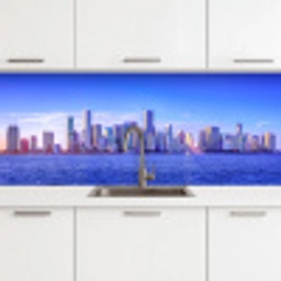 Skyline - Blauw - Wolkenkrabbers - Stad keuken achterwand 2 middel -3d