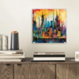 Neon Skyline - Graffiti - Kleurrijk - Gebouwen plexiglas 5mm klein -sfeer1