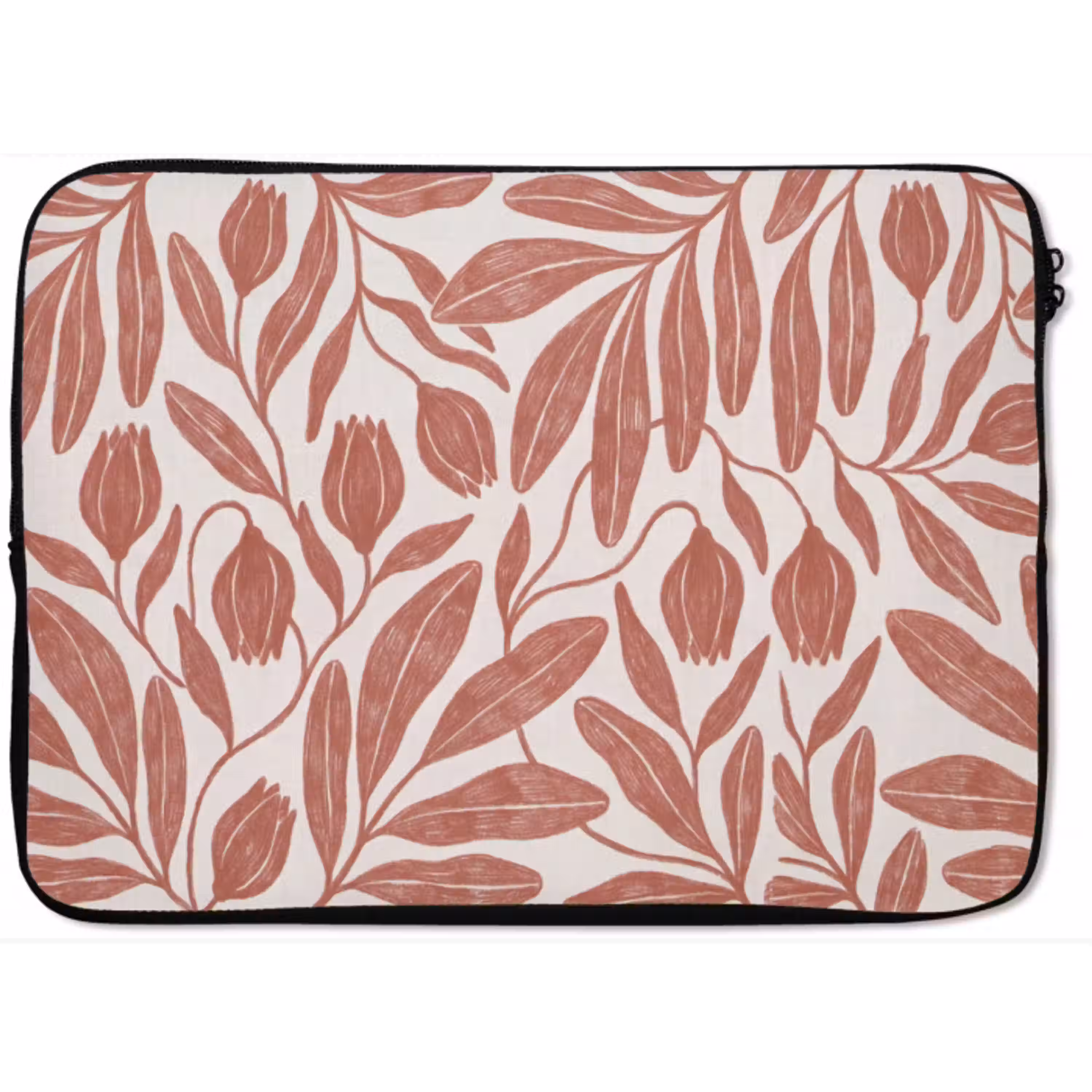 Bloemen - Patroon - Modern - Natuur - Bruin laptophoes neopreen klein -zkaufland3dotto