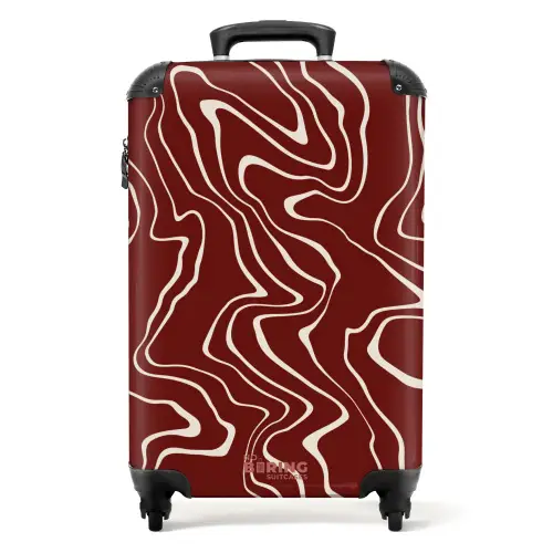 Rode achtergrond met abstracte beige lijnen NBS - Handbagage koffer - Kinderen Unisex middel -productfoto_recht