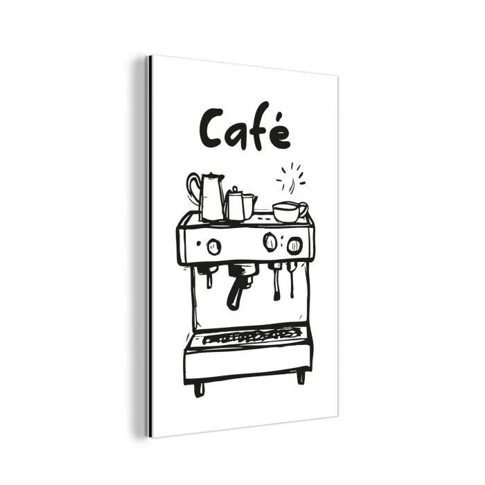 Illustratie - Café - Koffiemachine - Kopjes aluminium wit klein -3d
