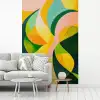 Abstract - Geel - Roze - Groen fotobehang vinyl groot -woonkamer