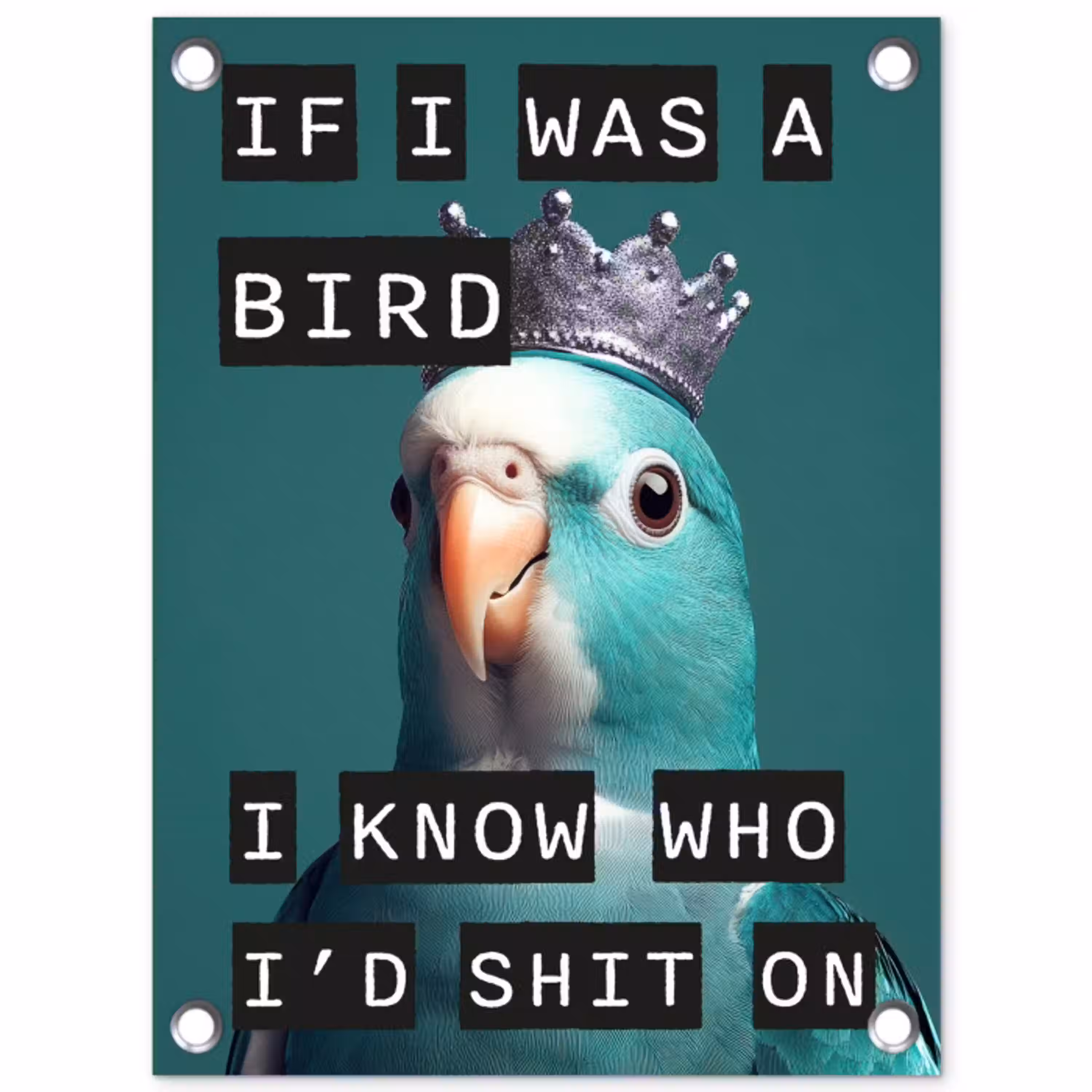 Parkiet - Turquoise - Quotes - Decoratie tuinposter los doek klein -3d