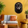 Dieren - Wolf - Portret - Zwart - Bruin Wandcirkel Ovaal Forex klein -sfeer4