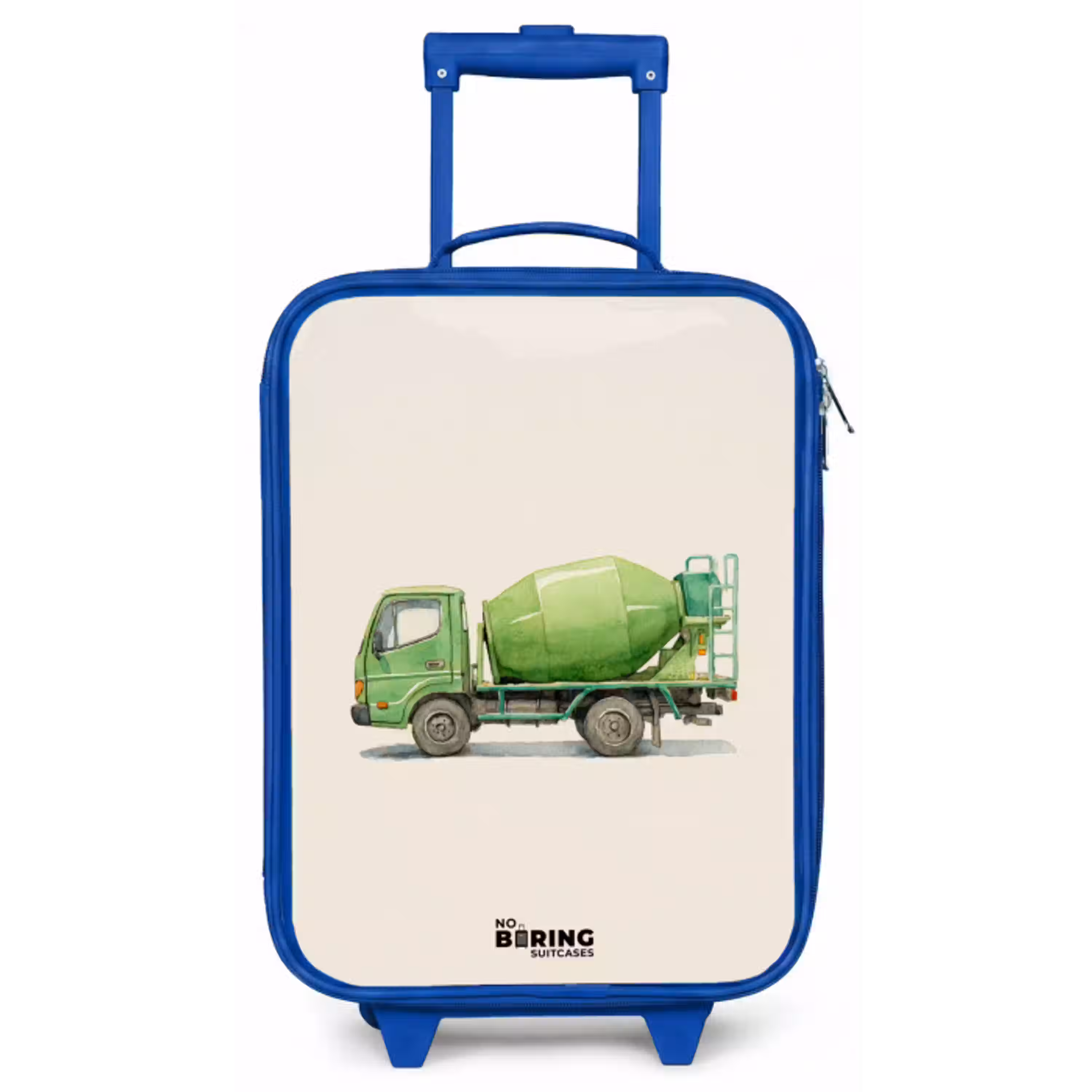 Betonmixer - Getekend - Groen Kinderkoffer - Blauw klein -zz3dotto