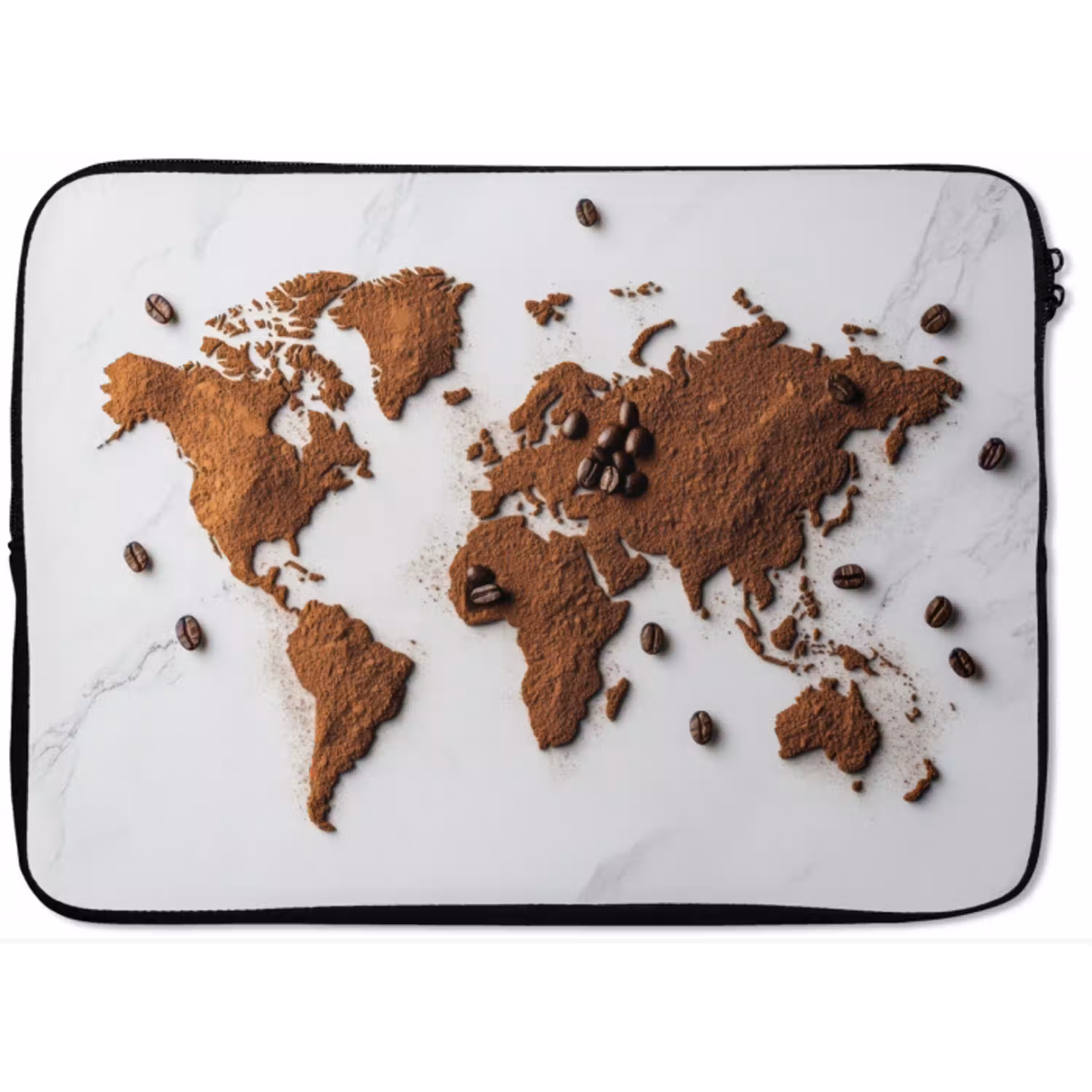 Wereldkaart - Koffie - Marmer laptophoes neopreen klein -zkaufland3dotto