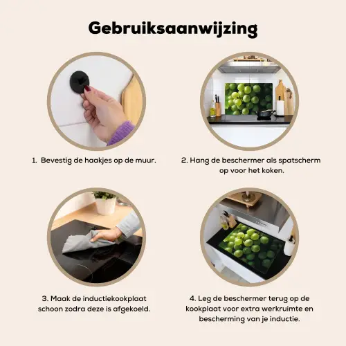 Druiven - Tros - Groen Inductie beschemer met haakjes klein -ky-gebruik-nl