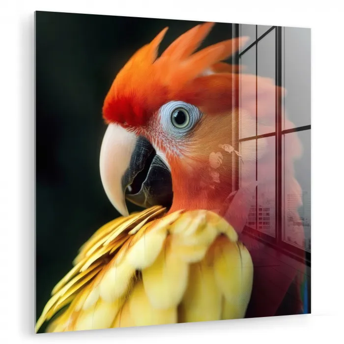 Close-up - Papegaai - Veren - Oranje plexiglas 5mm klein -zzzproduct_nieuw