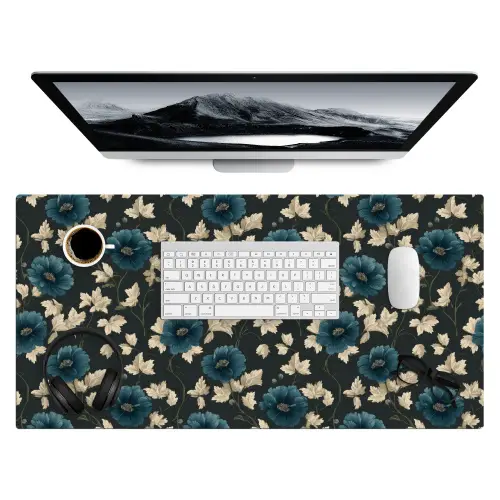 Botanisch - Bloemen - Blauw Muismat XXL klein 681 -3d
