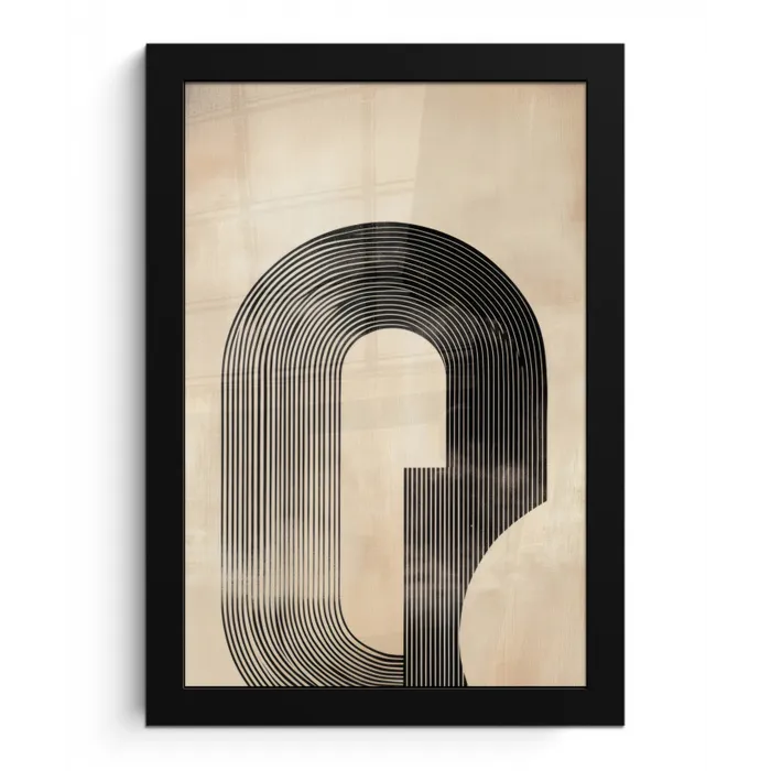 Boog -  Strepen - Minimalistisch - Zwart fotolijst zwart zonder passe partout klein -3d