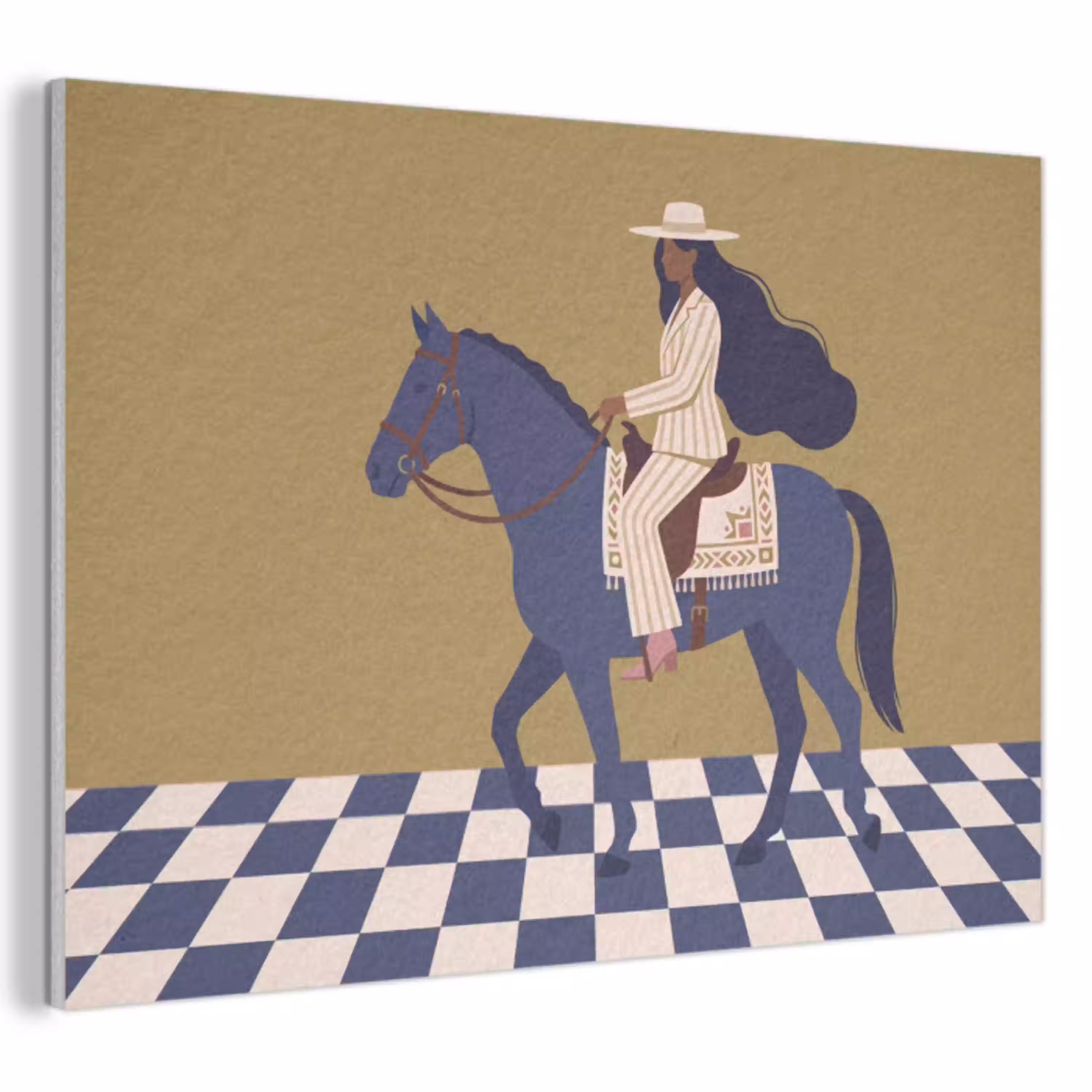 Vrouw - Paard - Rijden - Modern - Abstract PET vilt klein -3d