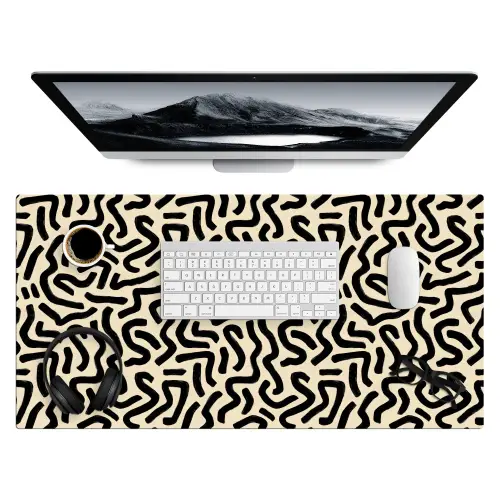 Abstract - Lijnen - Zwart Muismat XXL klein 681 -3d