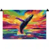 Zonsondergang - Walvis - Geschilderd - Kleurrijk Wandkleed katoen klein -zz3d