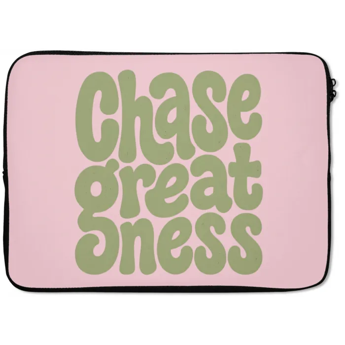 Chase greatness - Groen - Roze - Retro laptophoes neopreen klein -zkaufland3dotto