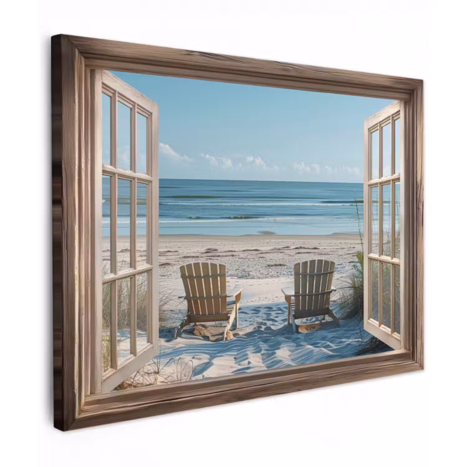 Leinwandbild - Durchsichtig - Strandkörbe - Dünen - Meer - Natur