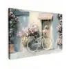 Fiets - Pastelkleuren - Bloemen Tuinposter op houten frame 2 cm dik klein -3d