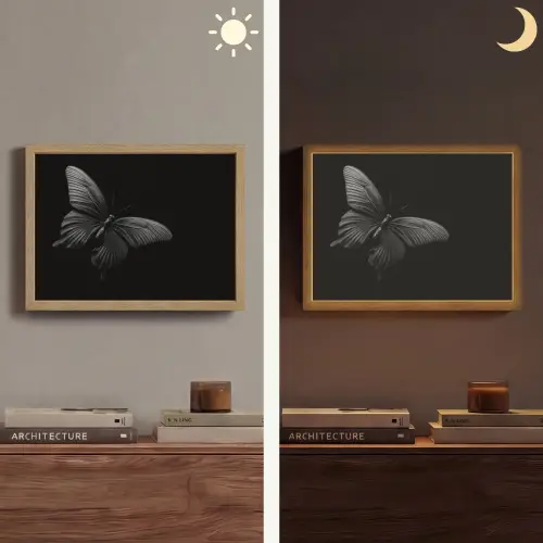 Vlinder - Zwart - Insect - Dieren Light Box met batterij (Wandlamp) middel -sfeer3