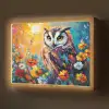 Uil - Bloemen - Kunst - Zonsondergang Light Box met batterij (Wandlamp) middel -z3d_website