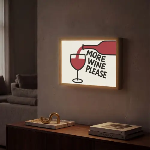 Wijnfles - Quote - Rood - Glas Light Box met batterij (Wandlamp) middel -sfeer1