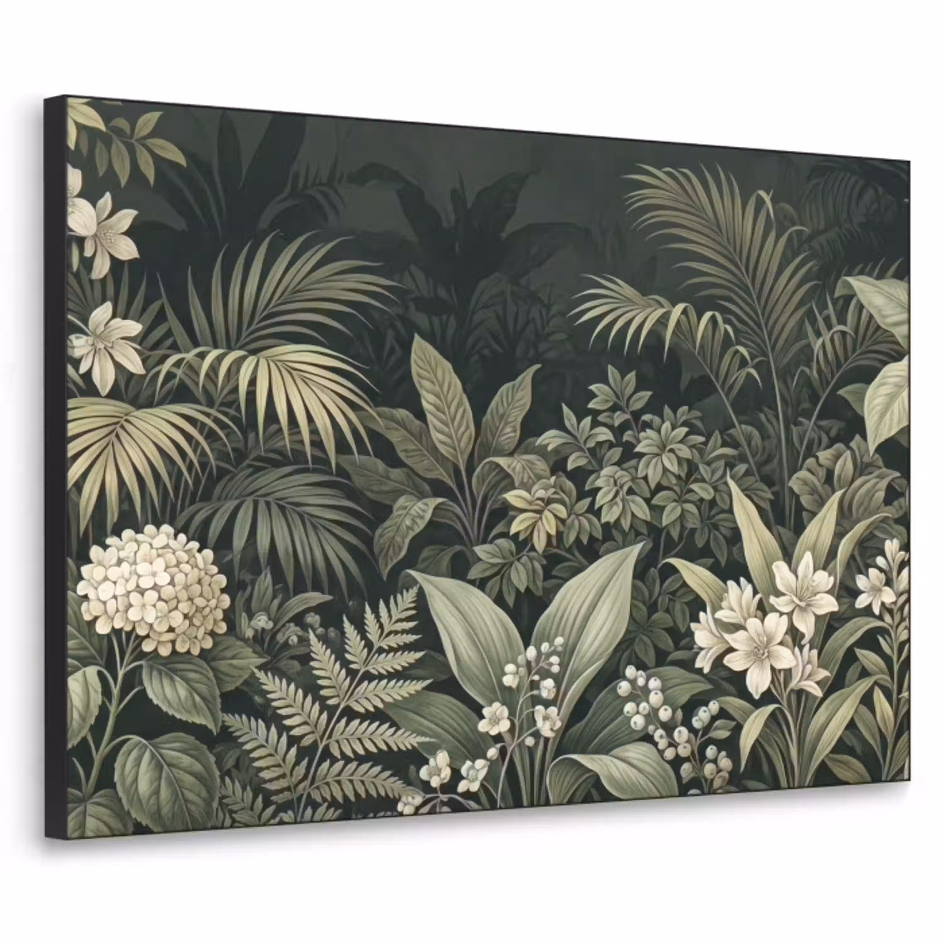 Jungle - Bladeren - Botanisch - Groen Textielframe zwart klein -3d