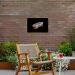 Hotdog - Porselein - Delfts blauw - Eten Tuinposter op houten frame 2 cm dik klein -sfeer3