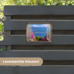 Doorkijk - Berg - Landschap - Uitzicht - Meer tuinposter los doek klein -sfeer3