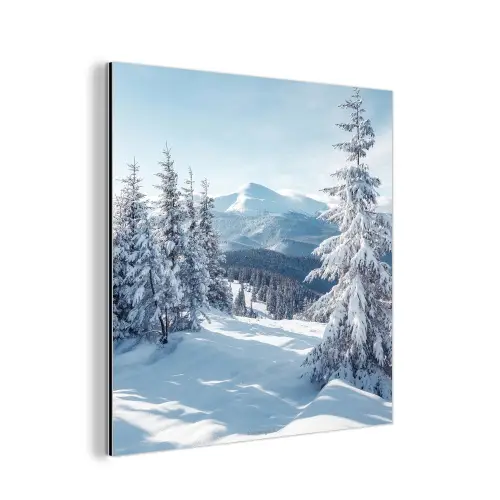 Sneeuw - Winter - Landschap - Bergen aluminium wit klein -3d