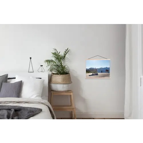 Schotse hooglander - Licht - Berg - Natuur textielposter latten blank klein -woonkamer