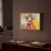 Retro - Vrouw - Kopje - Vlinders Light Box met batterij (Wandlamp) middel -sfeer1