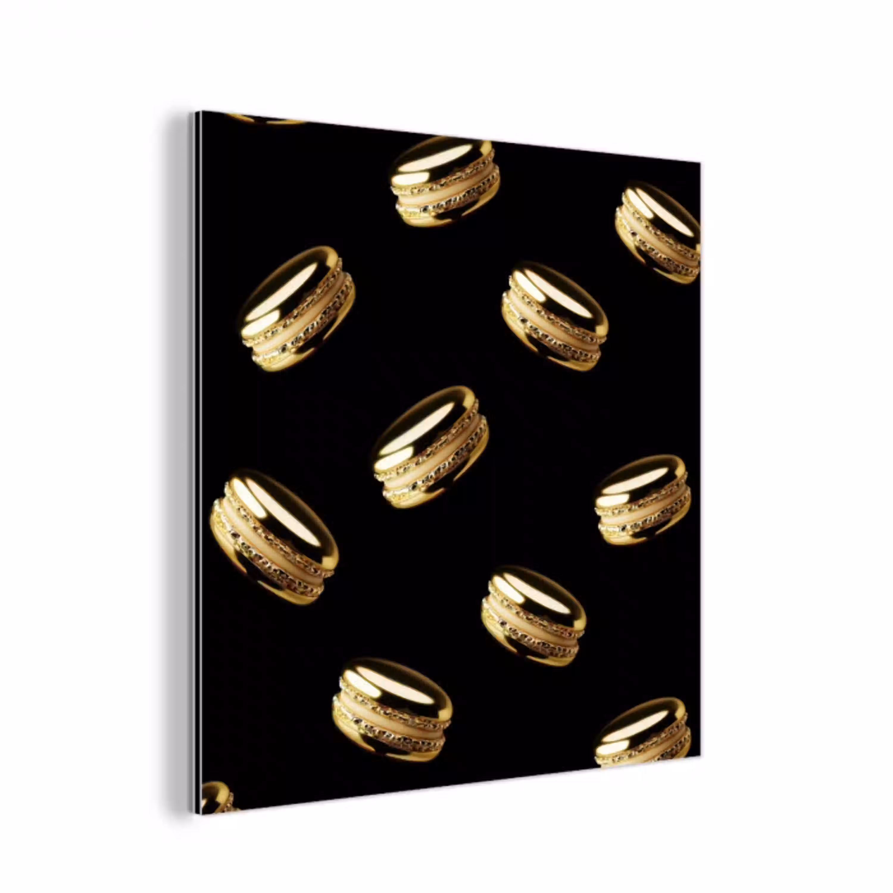 Macarons - Patroon - Goud - Zwart aluminium wit klein -3d