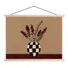 Minimalistisch - Vaas - Bloemen - Bruin textielposter latten blank klein -3d