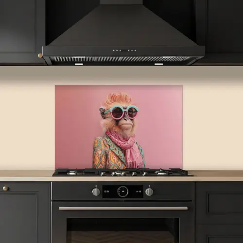 Sjaal - Aap - Zonnebril - Jasje keuken achterwand spatscherm klein -sfeer1
