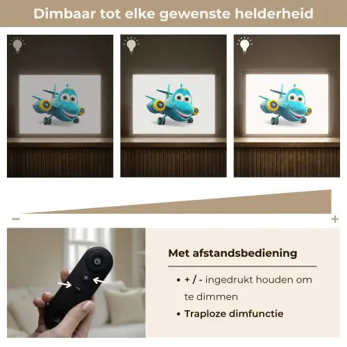 Vliegtuig - Blauw - Kinderen - Jongens Light Box met batterij (Wandlamp kind) middel -USP_dimbaarNL