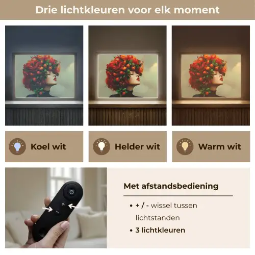 Vrouw - Appels - Rood - Bladeren Light Box met batterij (Wandlamp) middel -USP_lichtkleurNL
