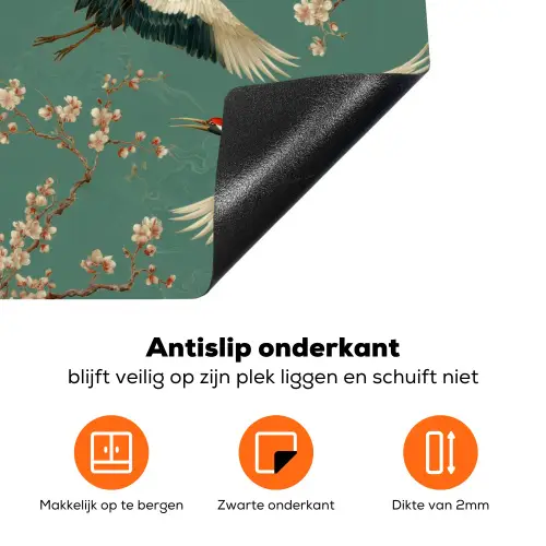 Kersenbloesem - Kraamvogels - Groen Inductie beschermer vinyl 3mm klein 276 -zzzzzzz-td-onderkant