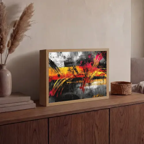 Kunst - Zwart - Abstract Light Box met batterij (Wandlamp) middel -sfeer2