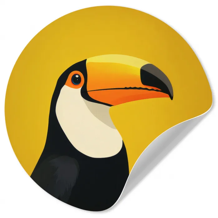 Toekan - Minimalistisch - Snavel - Oranje Wandcirkel behangsticker klein -3d