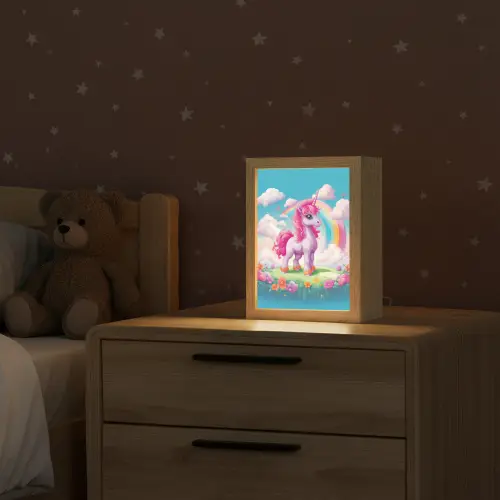 Unicorn - Meisjes - Bloemen - Regenboog - Eenhoorn Light Box met kabel klein -sfeer1_kind