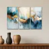 Blauw - Abstract - Wit - Goud - Verf Canvas - Meerluiken 3 luik klein -sfeer3