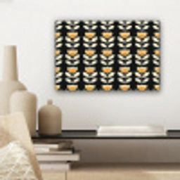 Retro - Bloem - Zwart - Okergeel canvas 2cm klein 34 -sfeer6