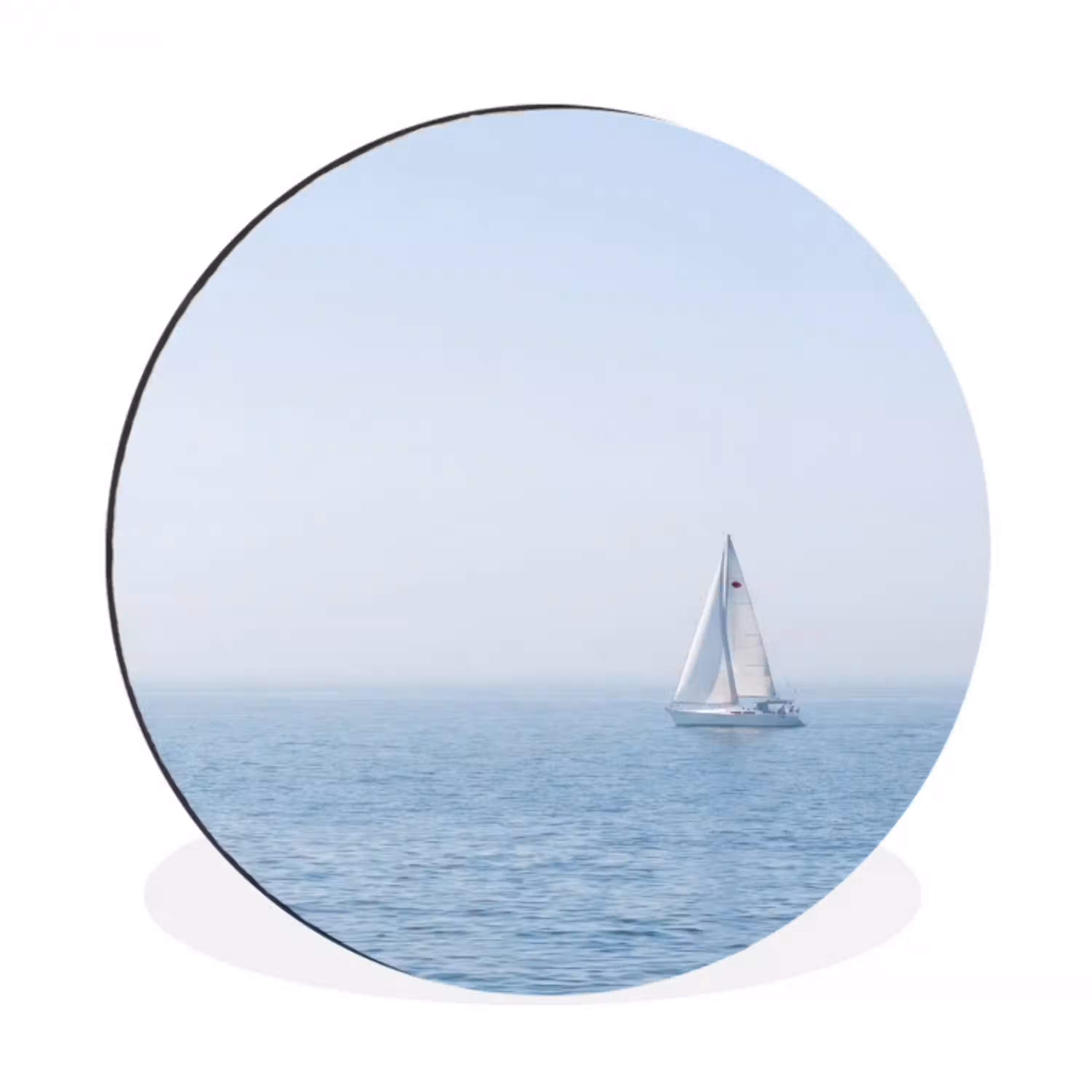 Horizon - Zeilboot - Zee Wandcirkel aluminium klein -3d