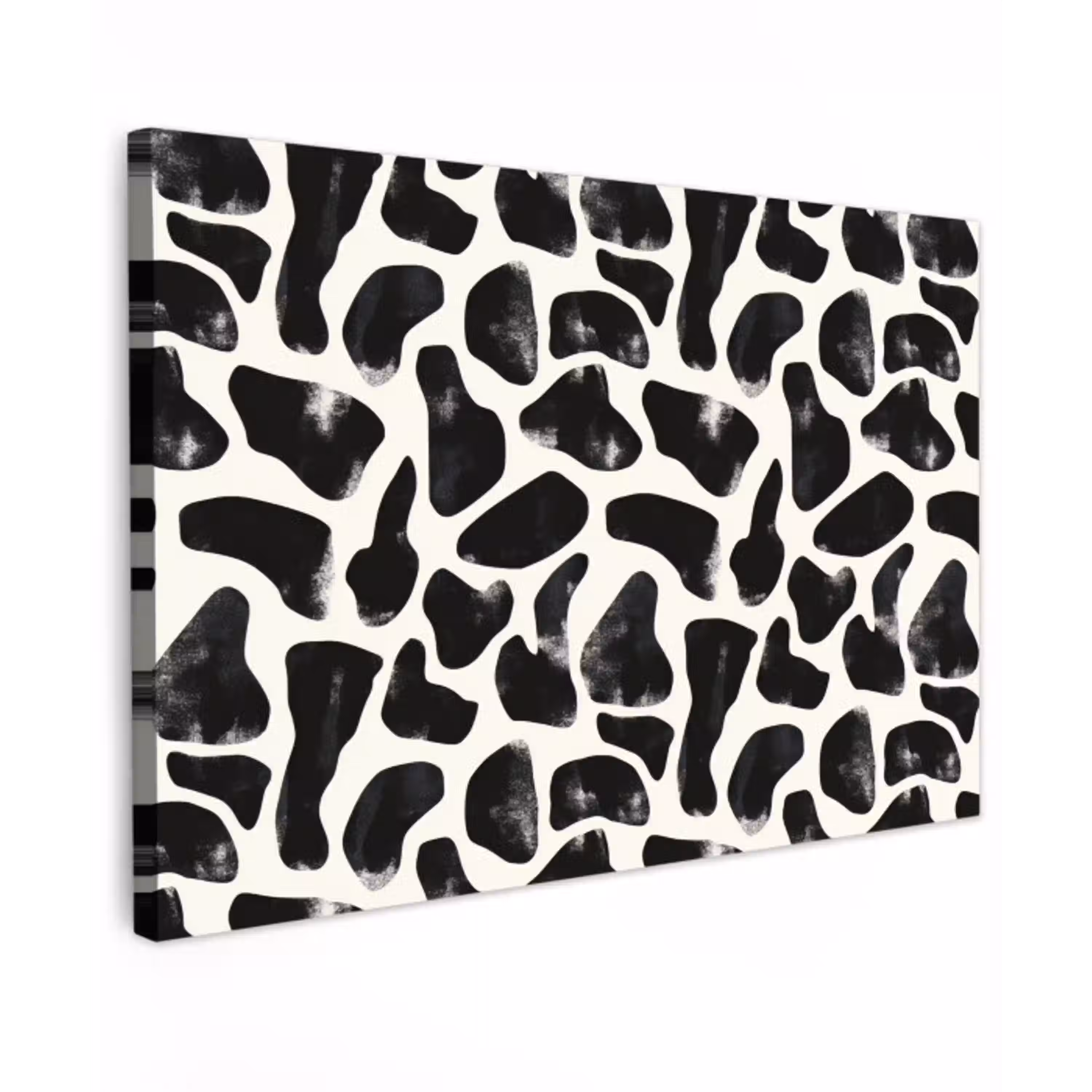 Dierenpatroon - Vlekken - Zwart - Wit Tuinposter op houten frame 2 cm dik klein 845 -3d